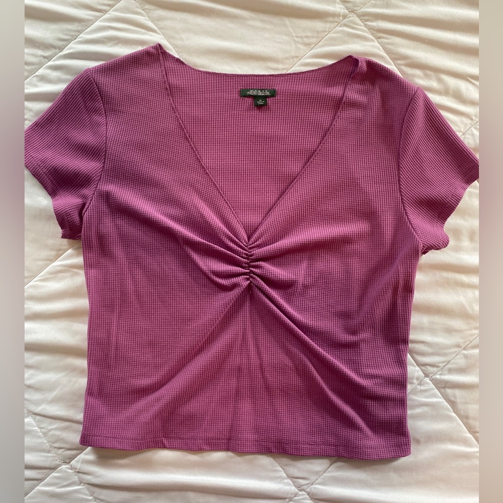 WILD FABLE Purple Waffle Knit Crop Top